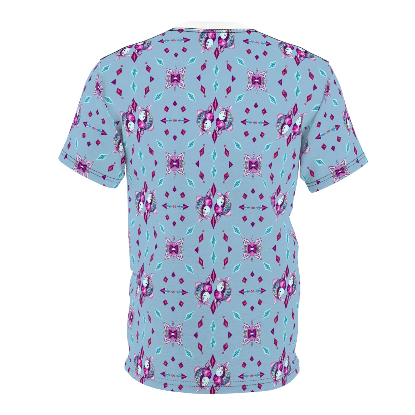 Unisex Cut & Sew T-Shirt, (AOP), Pisces, Zodiac v1, Jewels Pattern