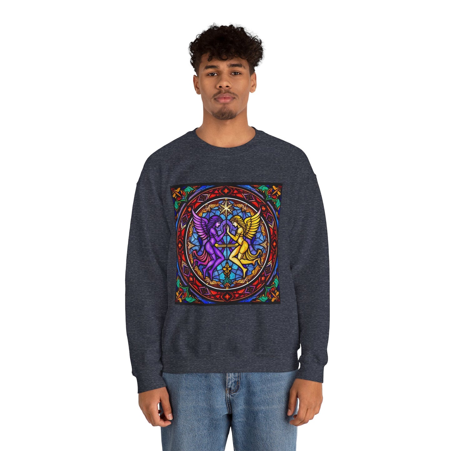 Unisex Heavy Blend™ Crewneck Sweatshirt, Glass, Gemini Zodiac Design