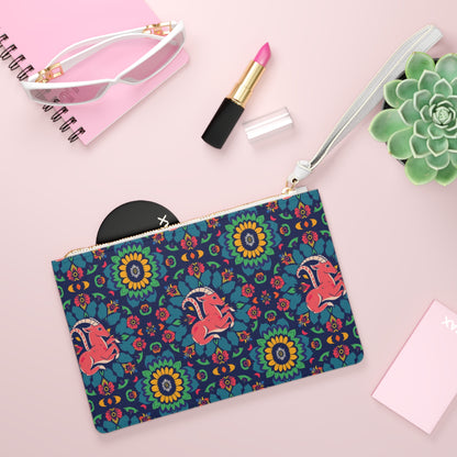 Clutch Bag, Capricorn, Zodiac v2, Flower Pattern