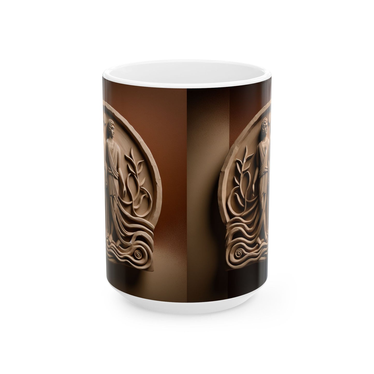 Ceramic Mug, (11oz, 15oz), Ceramic Coffee Mug, Statue Gemini Zodiac Design