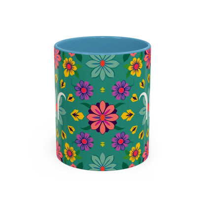 Accent Coffee Mug, Aquarius, Zodiac v3, Flower Pattern, (11, 15oz)