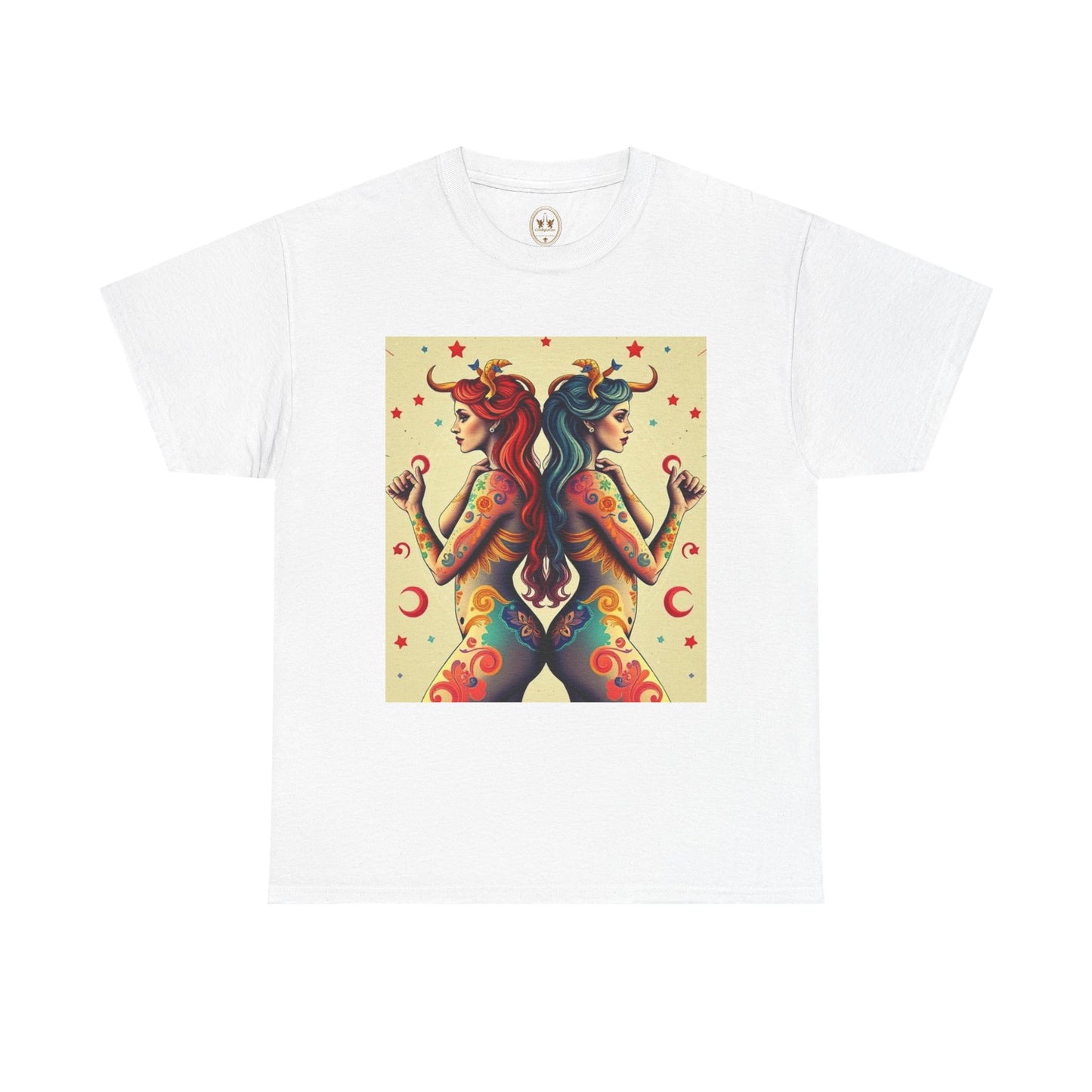 Unisex Heavy Cotton T-Shirt, Gemini, Zodiac v4, Sexy Art
