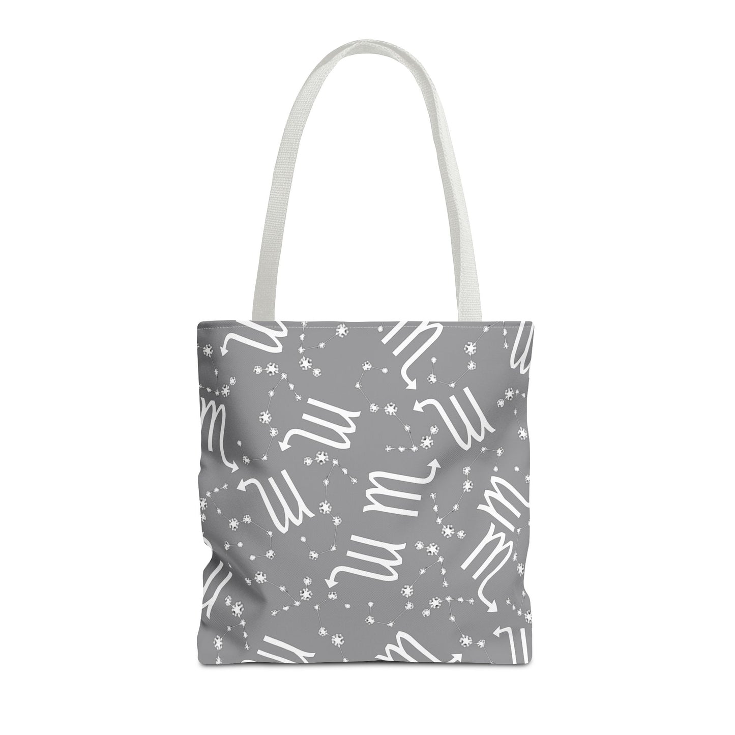 Tote Bag, Scorpio Zodiac Sign, AOP, (Grey, White)