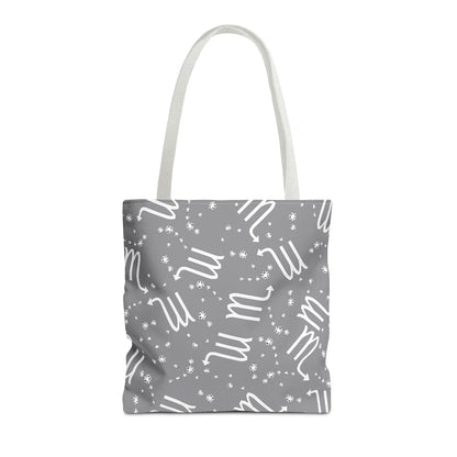 Tote Bag, Scorpio Zodiac Sign, AOP, (Grey, White)