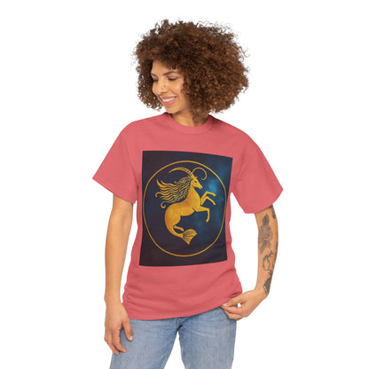 Unisex Heavy Cotton T-Shirt, Capricorn Animal v4, Symbol, Zodiac Design