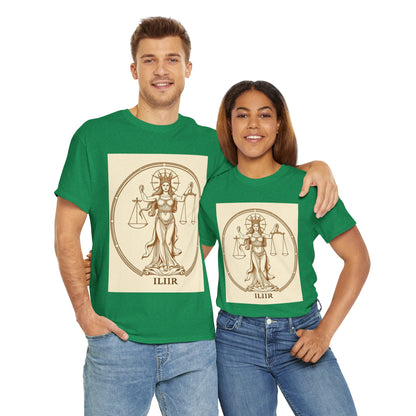 Unisex Heavy Cotton T-Shirt, Libra Goddess, Zodiac Design