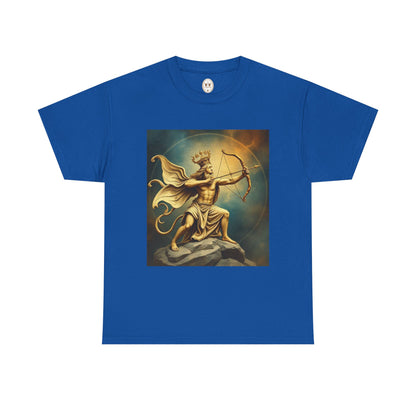 Unisex Heavy Cotton T-Shirt, Sagittarius King, Bow & Arrow, Zodiac Design
