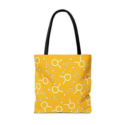 Tote Bag, Taurus Zodiac Sign, AOP, (Yellow, White)