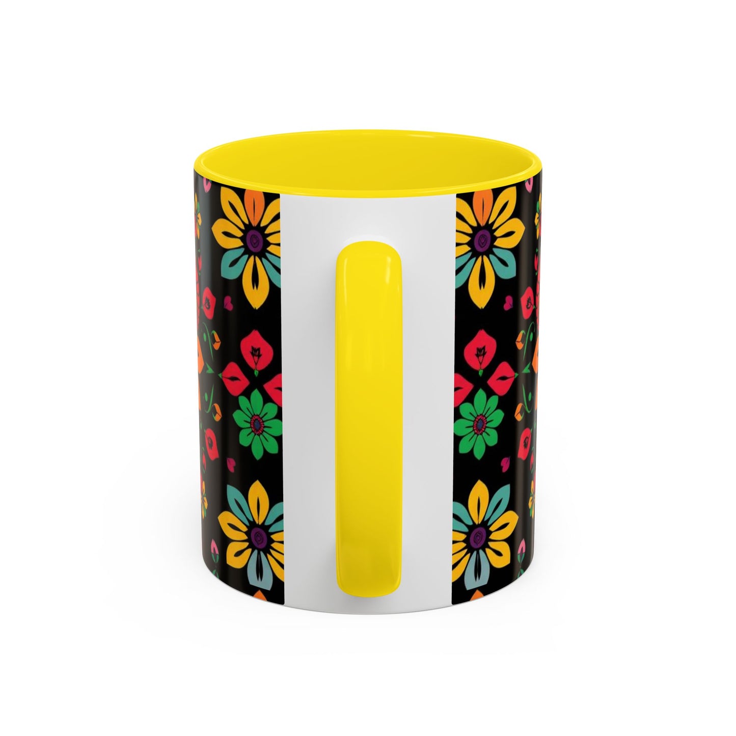 Accent Coffee Mug, Aries, Zodiac v3, Flower Pattern, (11, 15oz)