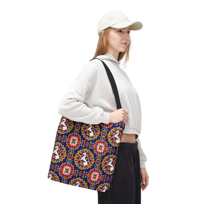 Tote Bag, (AOP), Virgo, Zodiac v3, Flower Pattern