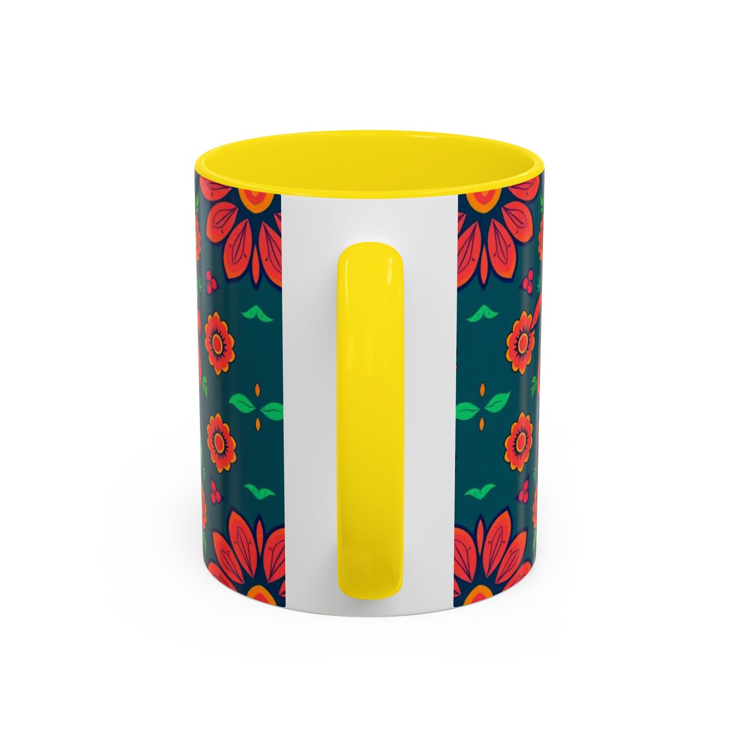 Accent Coffee Mug, Leo, Zodiac v1, Flower Pattern, (11, 15oz)