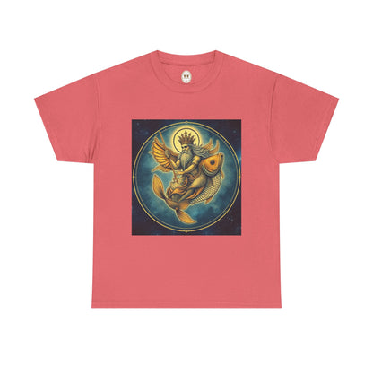 Unisex Heavy Cotton T-Shirt, Pisces King. Zodiac Design