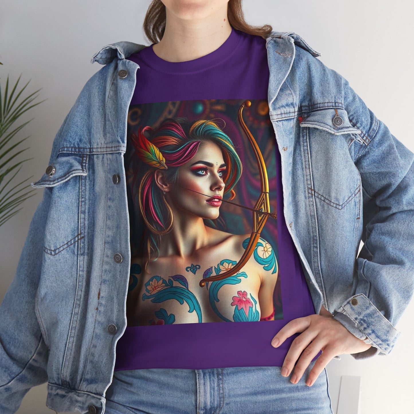 Unisex Heavy Cotton T-Shirt, Sagittarius, Zodiac v1, Sexy Art