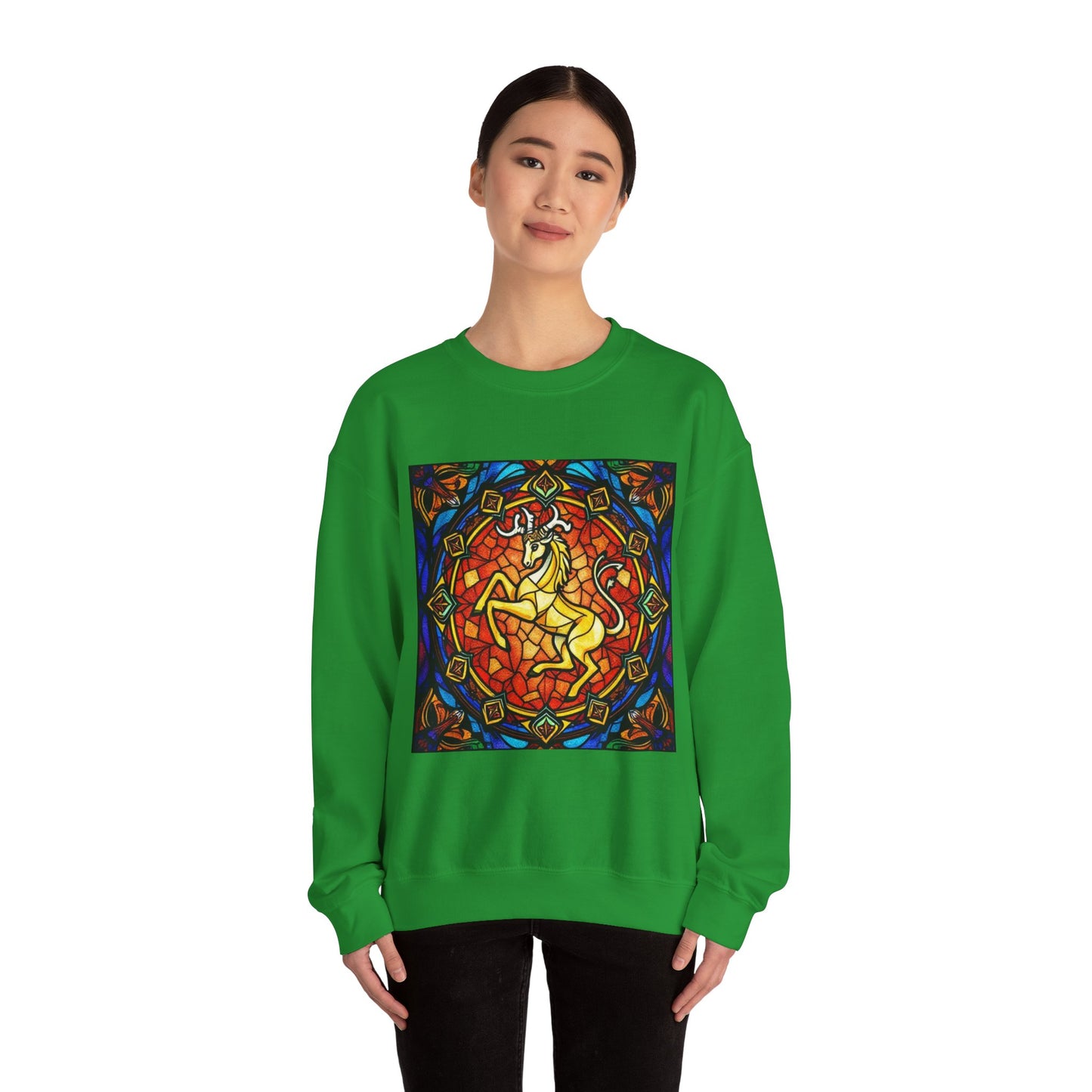 Unisex Heavy Blend™ Crewneck Sweatshirt, Glass 1, Capricorn Zodiac Design
