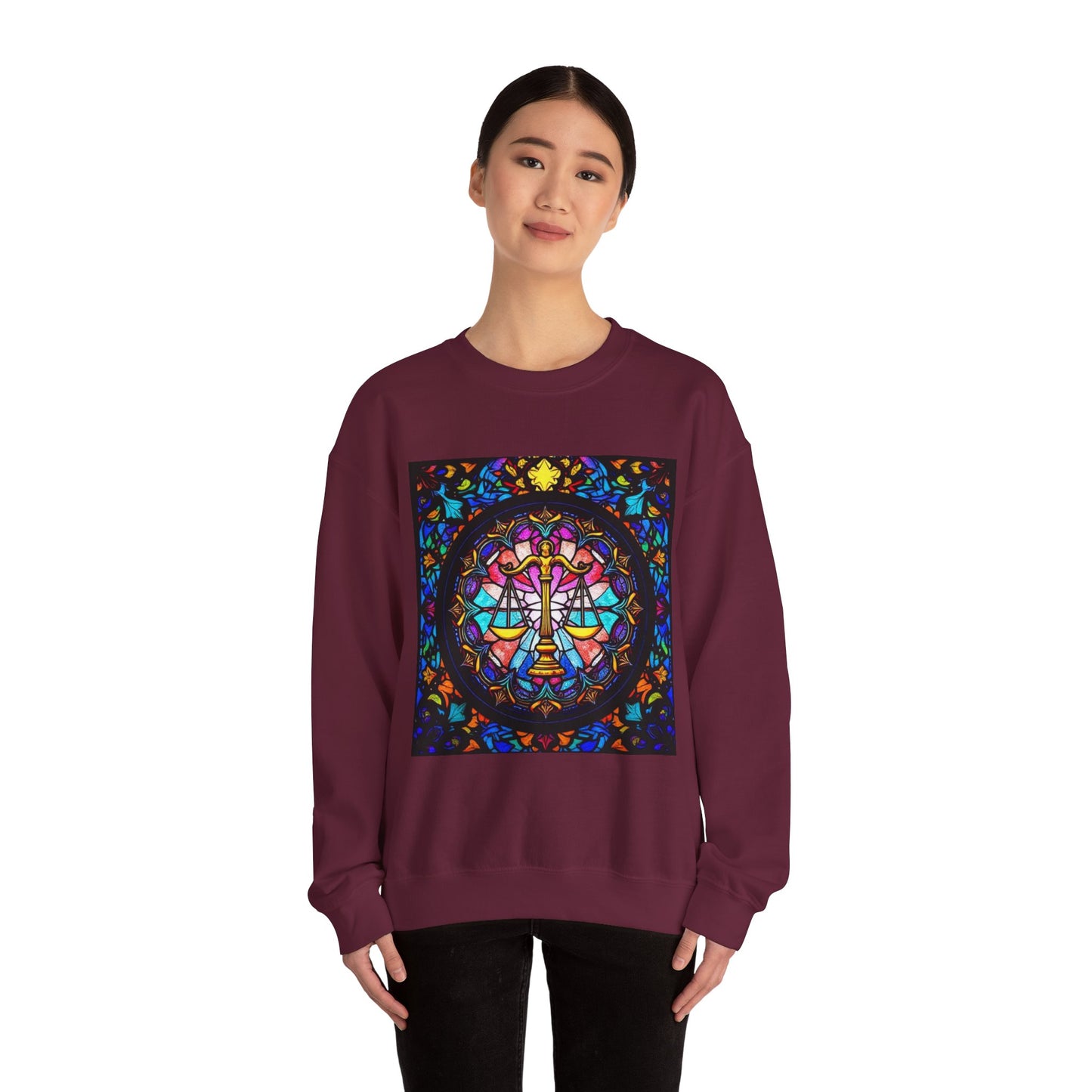 Unisex Heavy Blend™ Crewneck Sweatshirt, Glass 1, Libra Zodiac Design