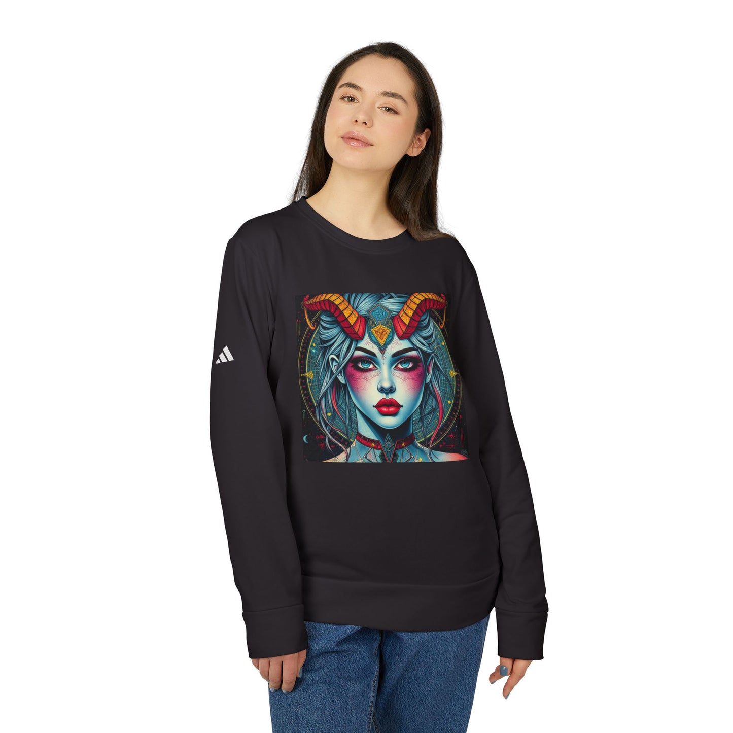 Adidas, Unisex Fleece Crewneck Sweatshirt, Capricorn, Pop Art, Zodiac