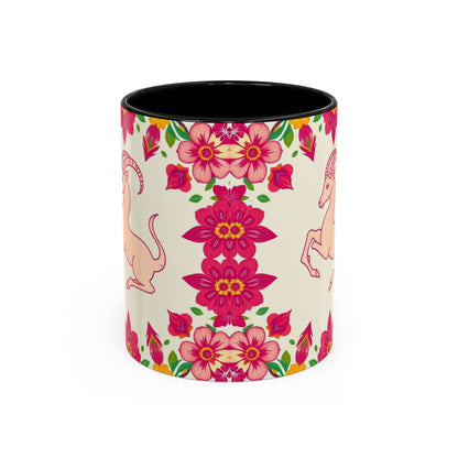 Accent Coffee Mug, Capricorn, Zodiac v2, Flower Pattern, (11, 15oz)