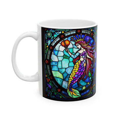 Ceramic Mug, (11oz, 15oz), Ceramic Coffee Mug, AOP, Glass Design v1, Aquarius Zodiac