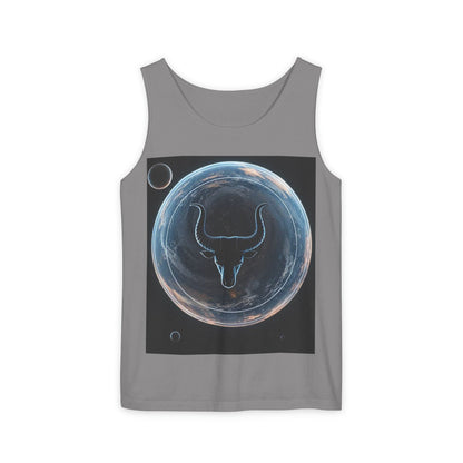 Unisex Garment-Dyed, Tank Top, Taurus Design, Planet Animal v1, 100% US cotton