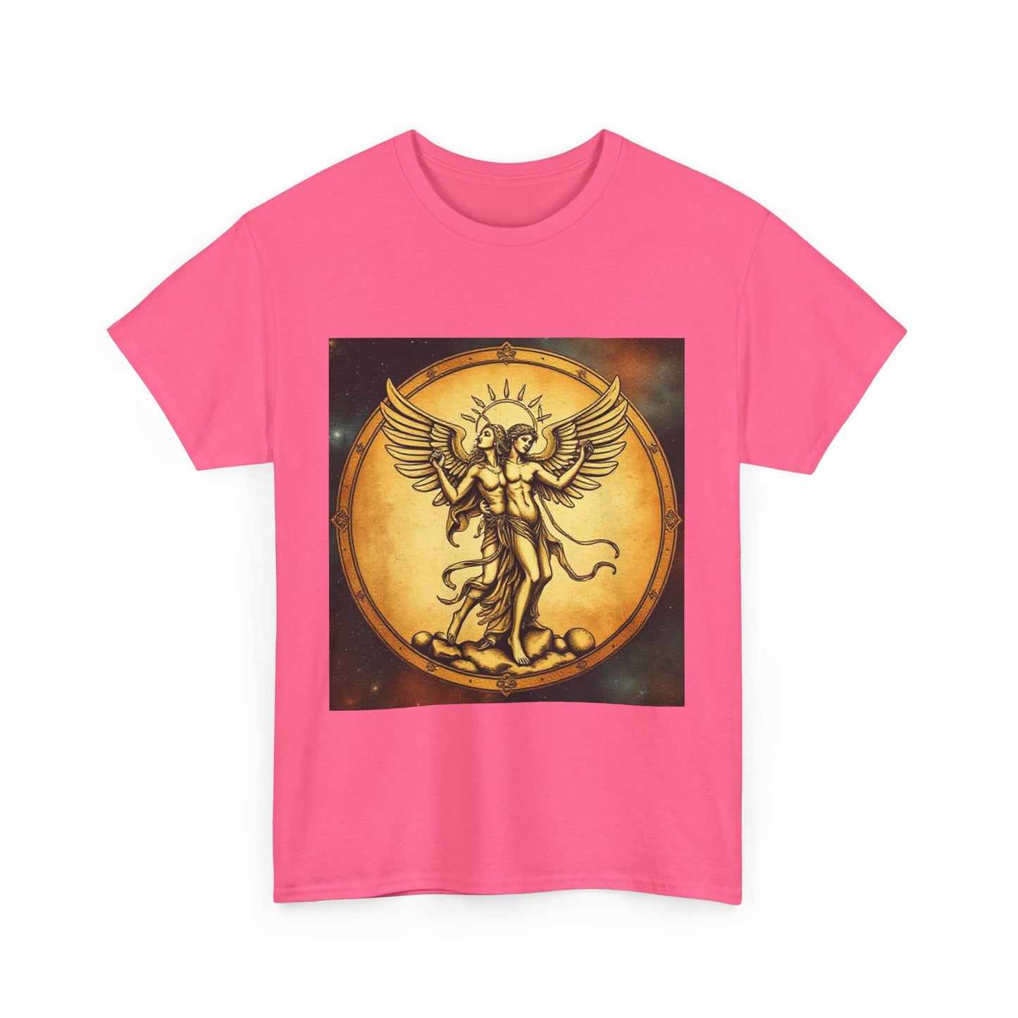 Unisex Heavy Cotton T-Shirt, Angel Twin, Gemini Zodiac Design