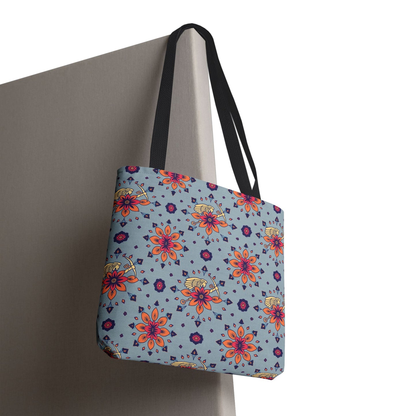 Tote Bag, (AOP), Sagittarius, Zodiac v1, Flower Pattern