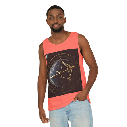 Unisex Garment-Dyed, Tank Top, Sagittarius Design, Planet Symbol, 100% US cotton