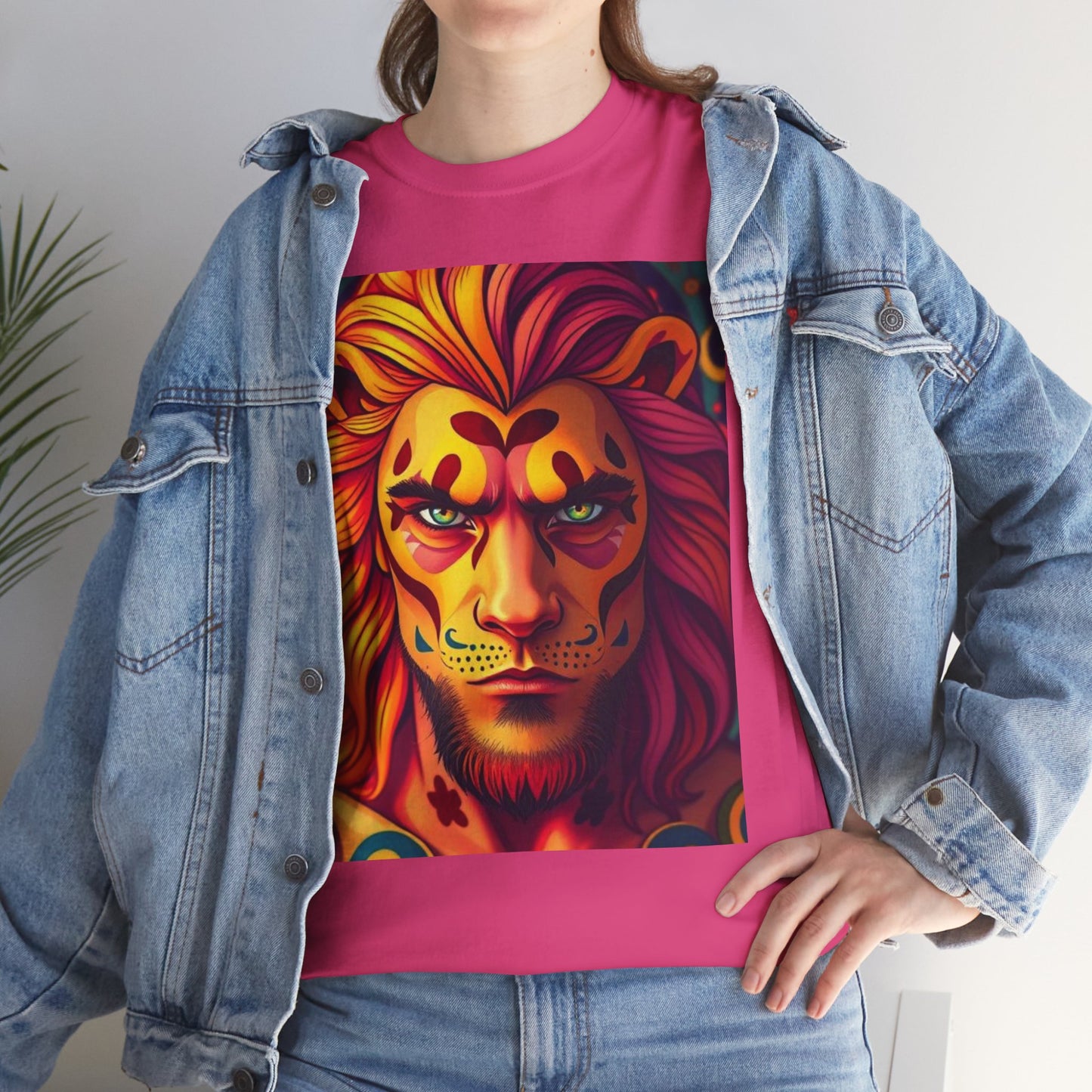 Unisex Heavy Cotton T-Shirt, Leo, Zodiac v2, Sexy Art