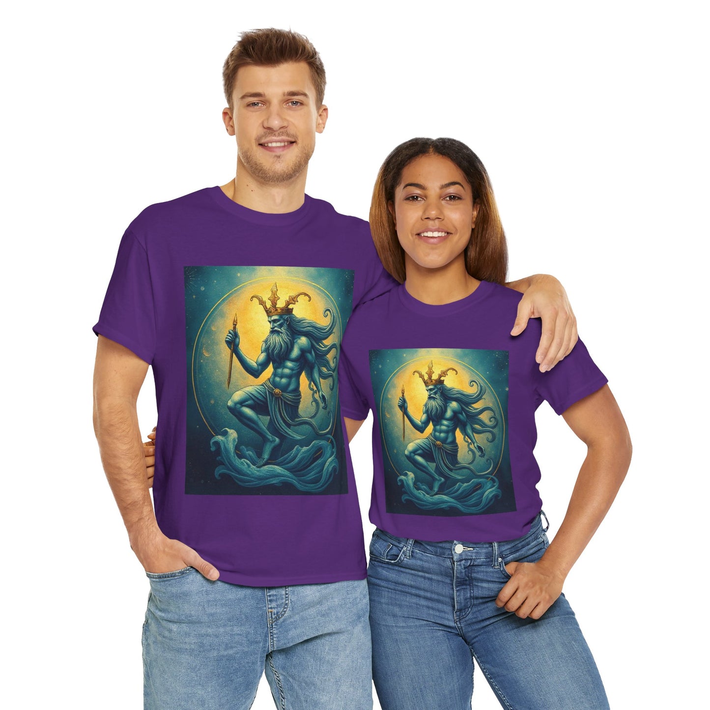 Unisex Heavy Cotton T-Shirt, Aquarius God, Zodiac Design