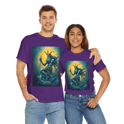 Unisex Heavy Cotton T-Shirt, Aquarius God, Zodiac Design