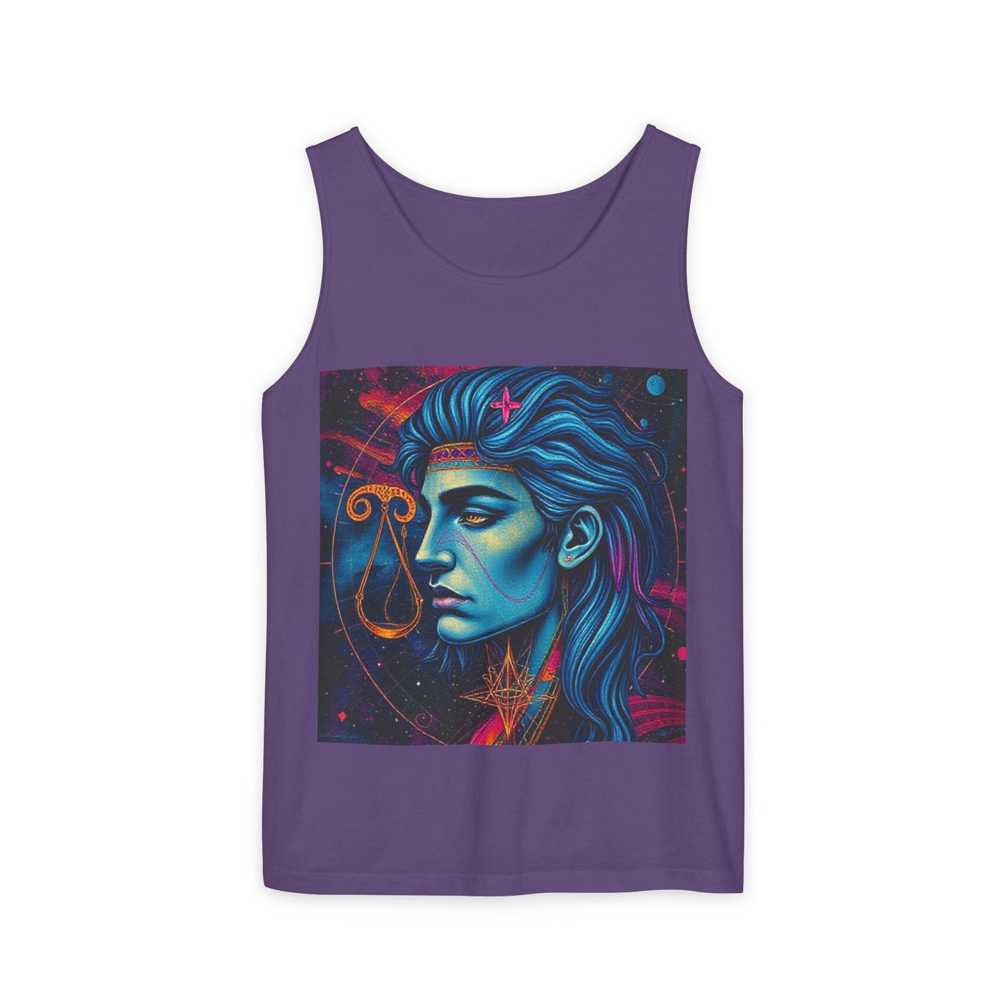 Unisex Garment-Dyed, Tank Top, Libra Design, Pop Art v1, 100% US cotton