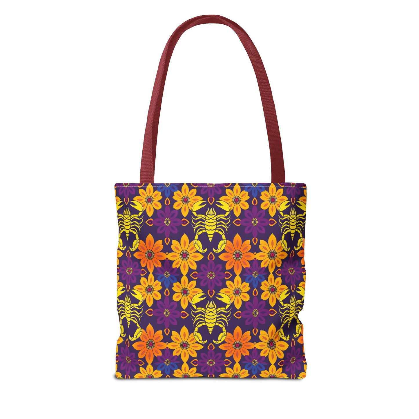 Tote Bag, (AOP), Scorpio, Zodiac v2, Flower Pattern