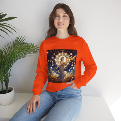 Unisex Heavy Blend™ Crewneck Sweatshirt, anime girl in wheat field, Virgo Zodiac Design