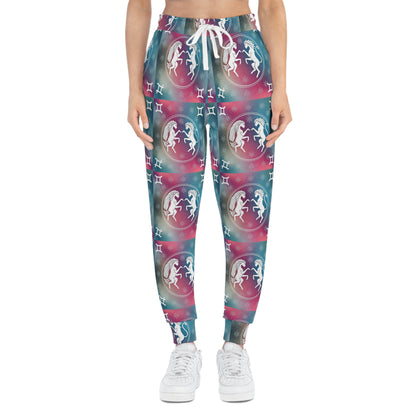 Athletic Joggers, Zodiac Design, Pattern v1, Gemini, AOP