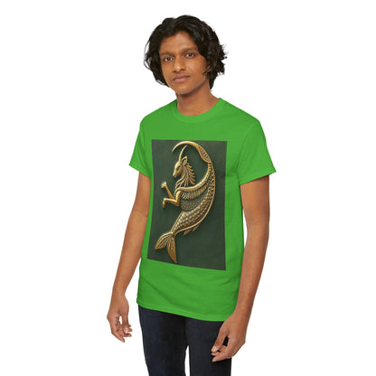 Unisex Heavy Cotton T-Shirt, Capricorn Animal v1, Symbol, Zodiac Design