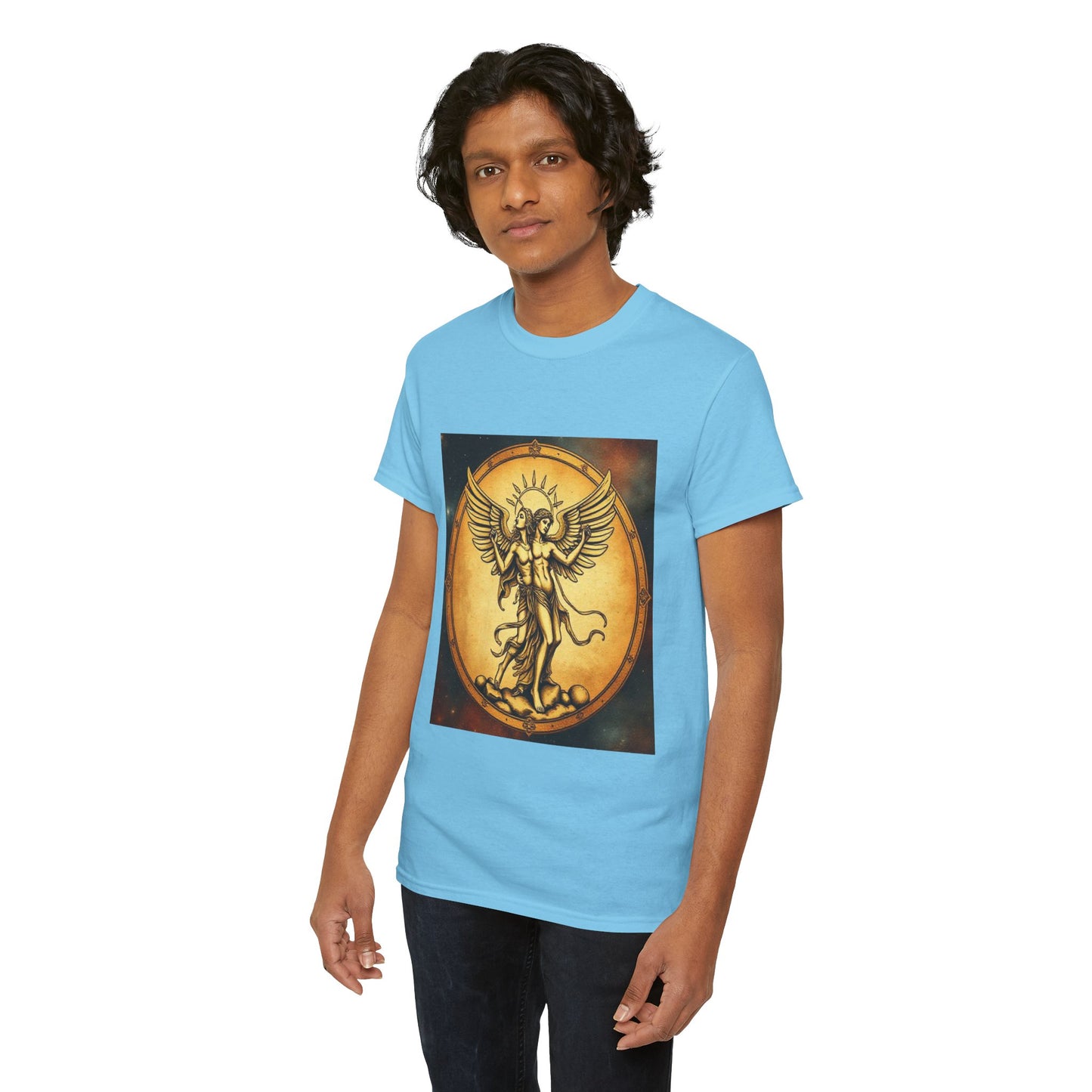 Unisex Heavy Cotton T-Shirt, Angel Twin, Gemini Zodiac Design