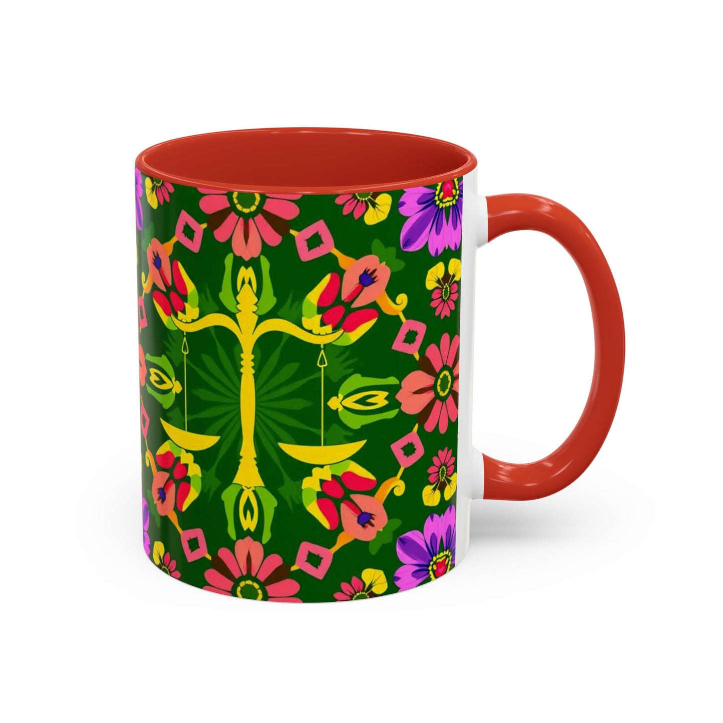 Accent Coffee Mug, Libra, Zodiac, Flower Pattern, (11, 15oz)
