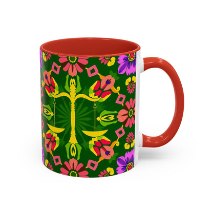 Accent Coffee Mug, Libra, Zodiac, Flower Pattern, (11, 15oz)