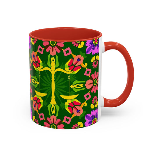 Accent Coffee Mug, Libra, Zodiac, Flower Pattern, (11, 15oz)