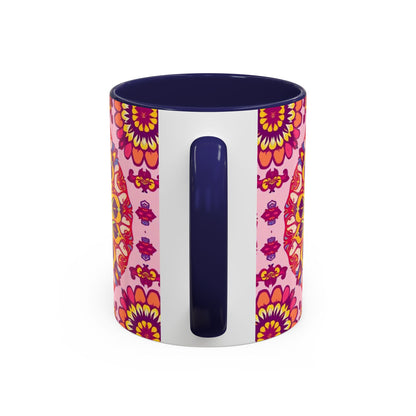 Accent Coffee Mug, Capricorn, Zodiac v3, Flower Pattern, (11, 15oz)
