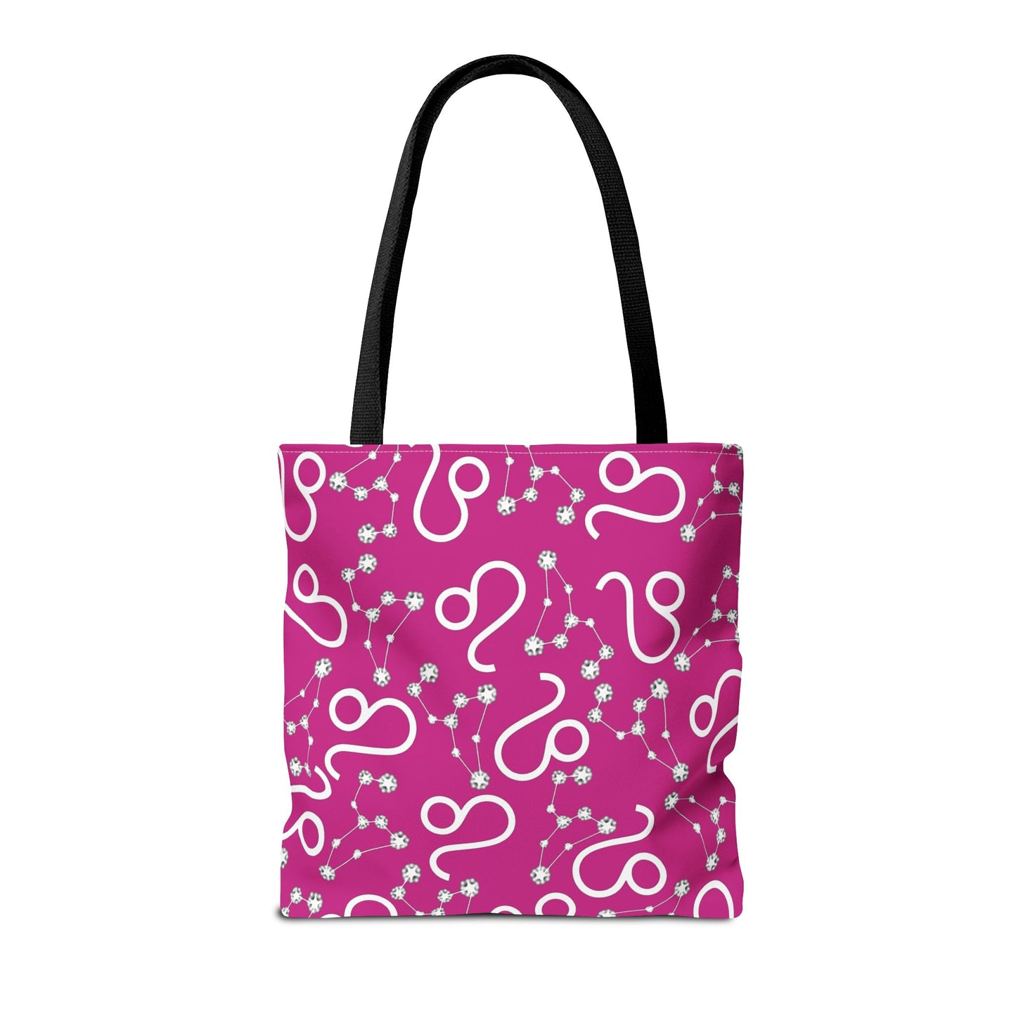 Tote Bag, Leo Zodiac Sign, AOP, (Pink, White)