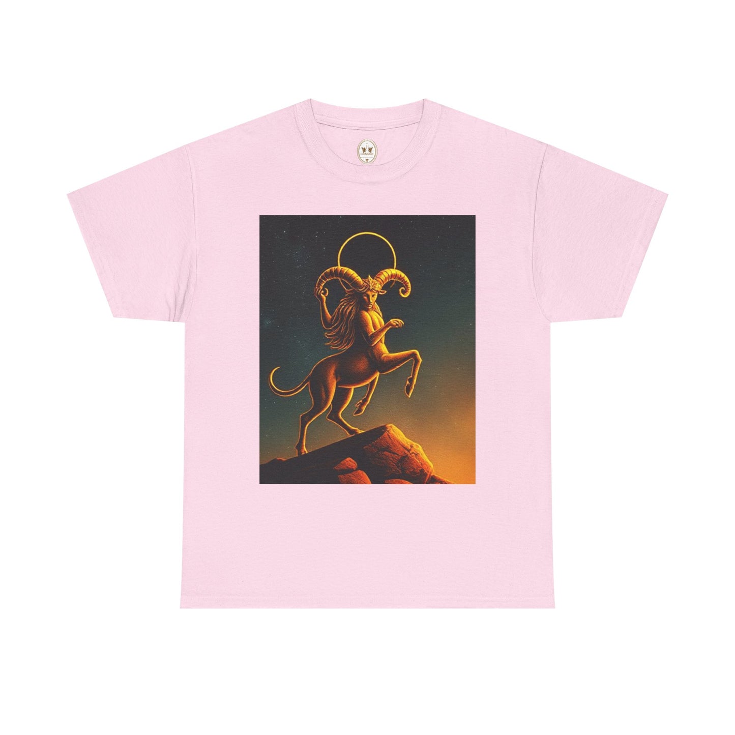 Unisex Heavy Cotton T-Shirt, Mountain Top, Aries Zodiac Design
