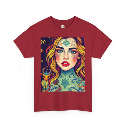 Unisex Heavy Cotton T-Shirt, Aquarius, Zodiac v2, Sexy Art