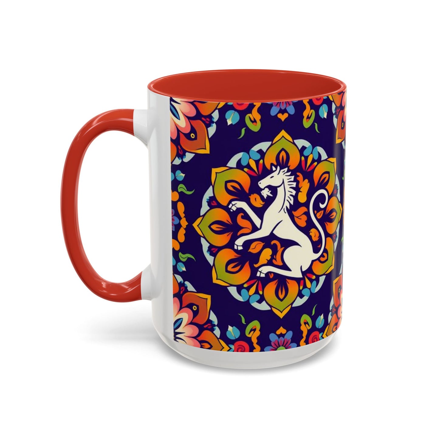 Accent Coffee Mug, Virgo, Zodiac v4. Flower Pattern, (11, 15oz)