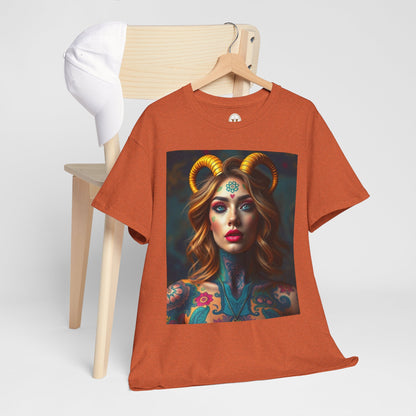 Unisex Heavy Cotton T-Shirt, Capricorn, Zodiac v1, Sexy Art