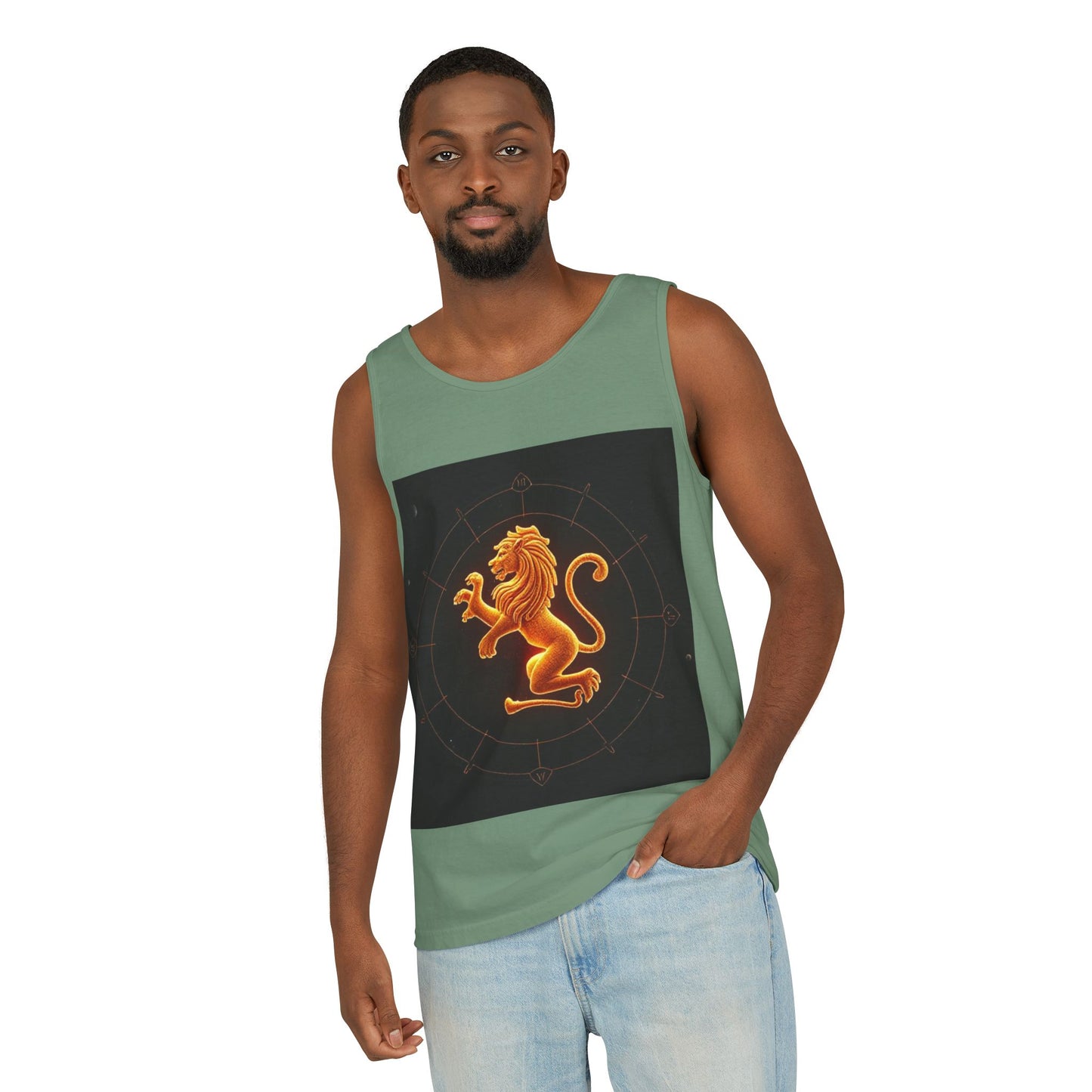 Unisex Garment-Dyed, Tank Top, Leo Design, Space Animal v1, 100% US cotton