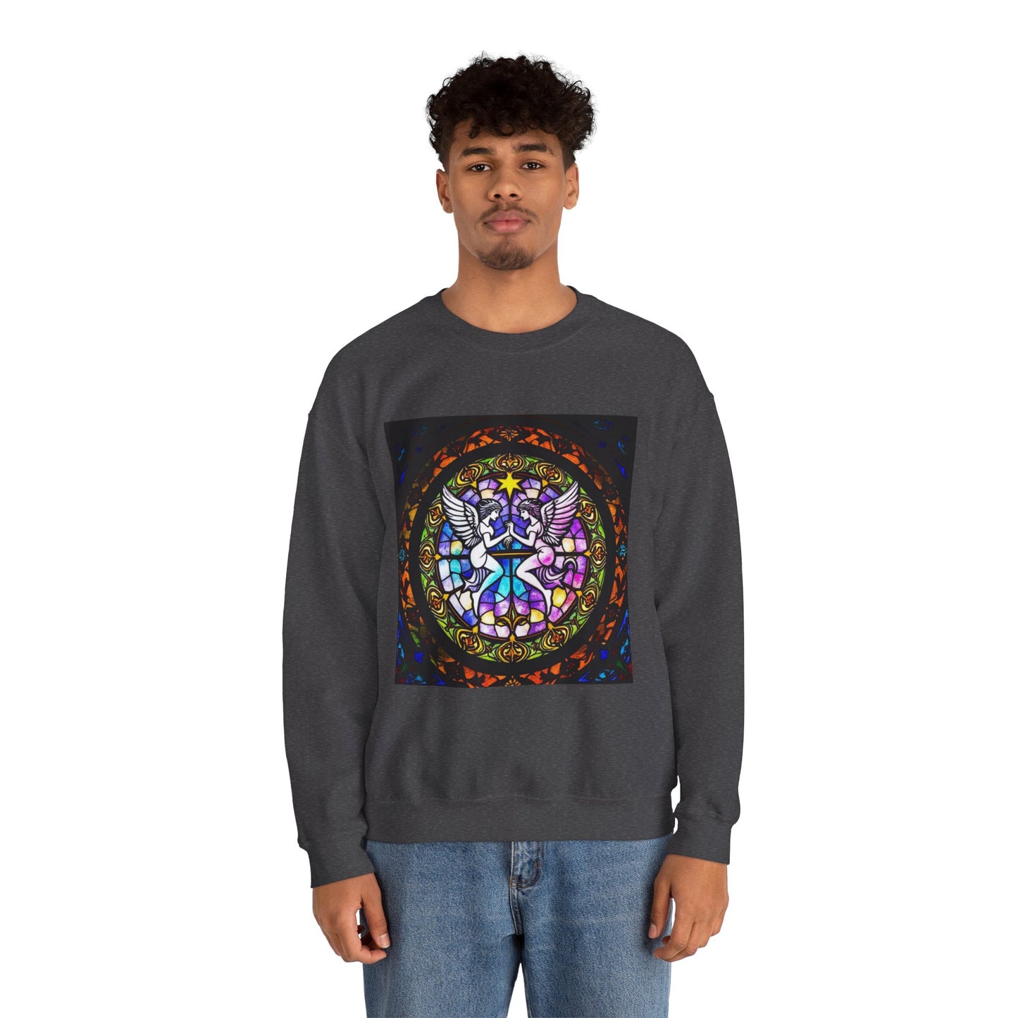 Unisex Heavy Blend™ Crewneck Sweatshirt, Glass 1, Gemini Zodiac Design