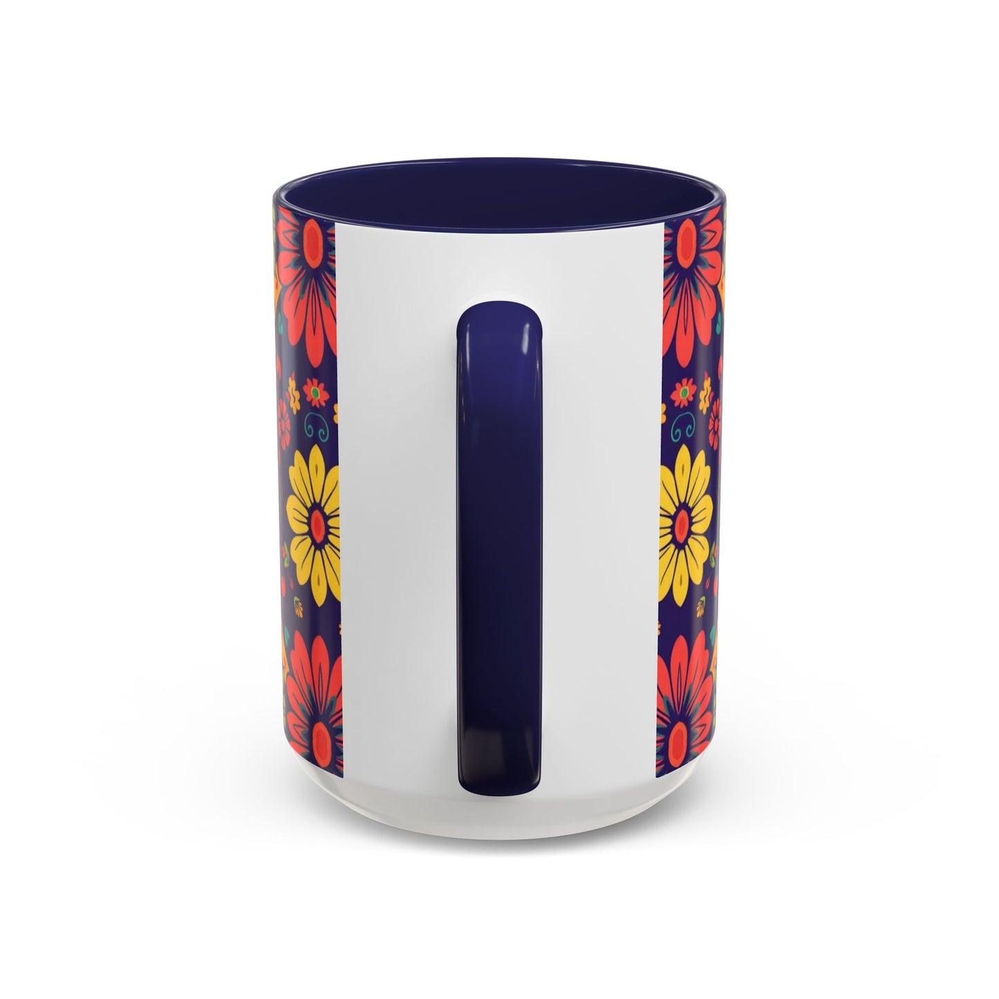 Accent Coffee Mug, Leo, Zodiac v3, Flower Pattern, (11, 15oz)