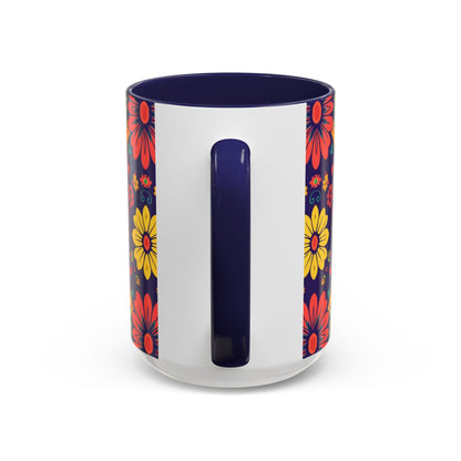 Accent Coffee Mug, Leo, Zodiac v3, Flower Pattern, (11, 15oz)