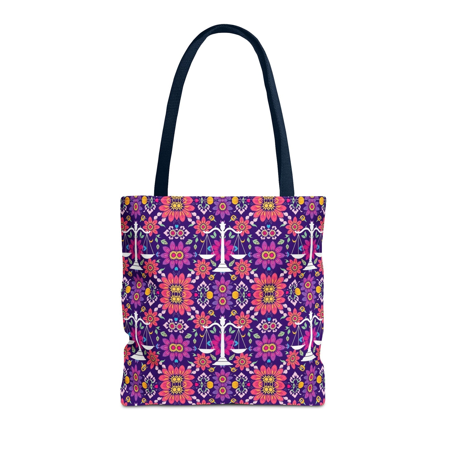 Tote Bag, (AOP), Libra, Zodiac v2, Flower Pattern