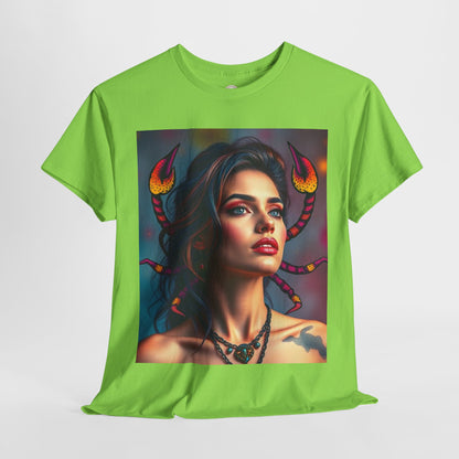 Unisex Heavy Cotton T-Shirt, Scorpio, Zodiac v2, Sexy Art